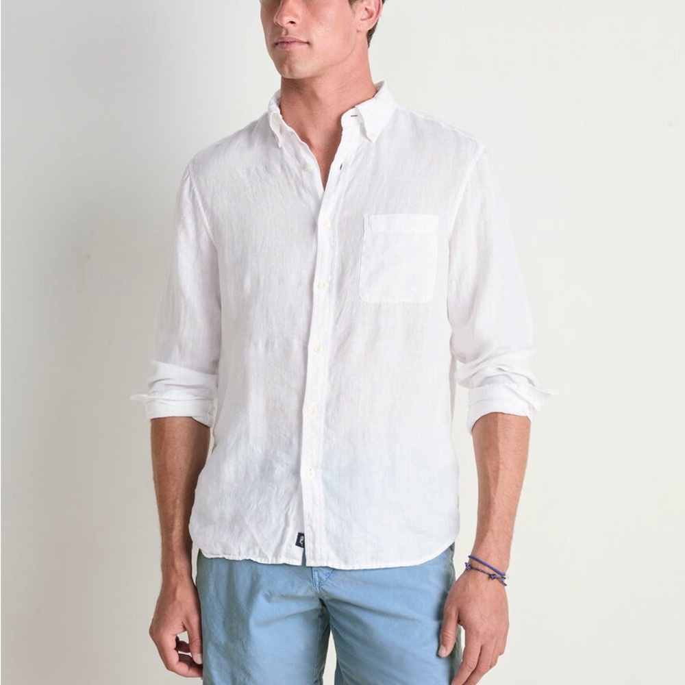 VV Men's White Linen Shirt